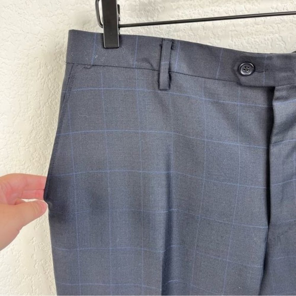 YSL Yves Saint Laurent Windowpane Wool 120s 3 Button Gridded Suit - Picture 4 of 13